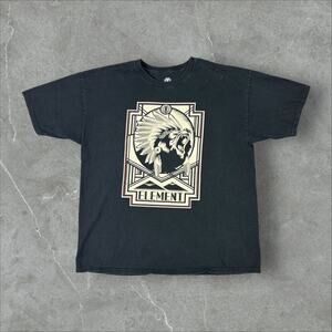 Element Skateboard Native Wolf Y2K Size XL Black Skating Short Sleeve T-Shirt